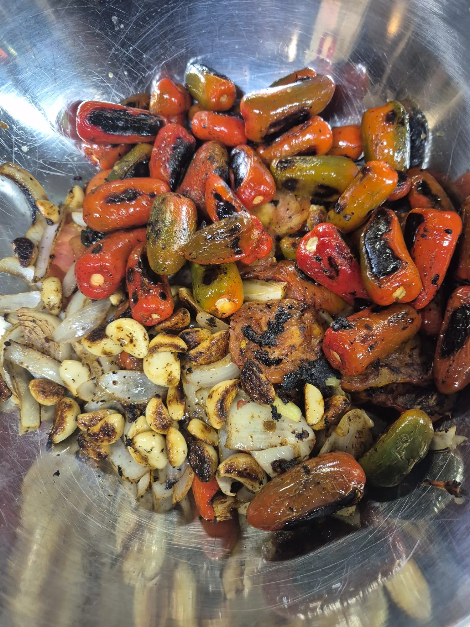 Roasted peppers, onions and garlic